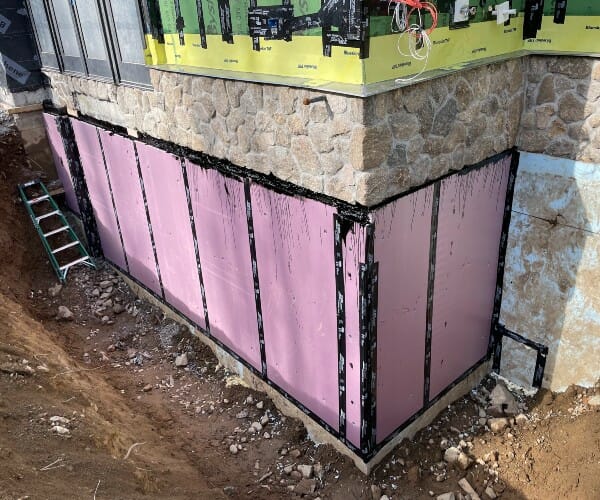 foundation around home being waterproofed
